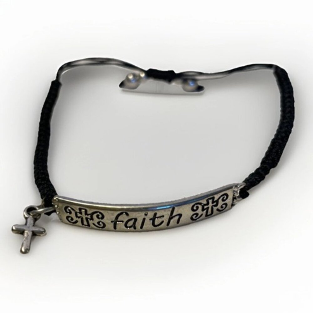Religious Rope Bracelet Faith Cross Engraved Cross Charm by Fashion Leader NWT
